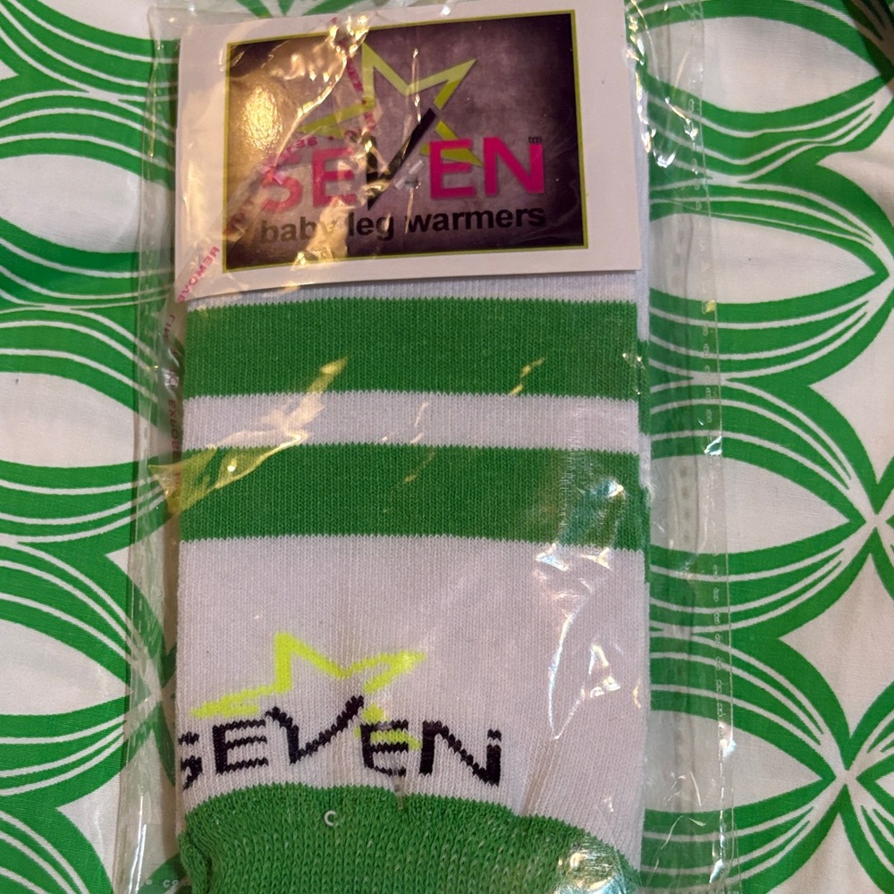 New Seven Green and White Baby Leg Warmers